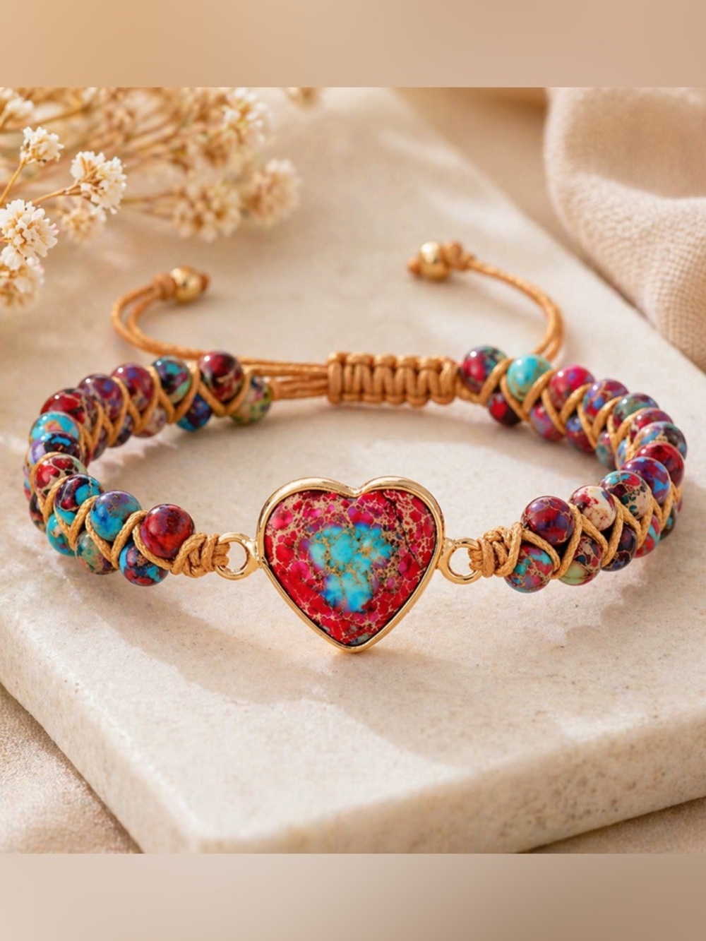 Red Heart Adjustable Bracelet